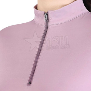 Tops ecuestres para mujer al por mayor, Blusa de manga larga para carreras, ropa de montar con cremallera, camisas de capa base para mujer - Product Image 3