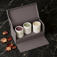 Boîtes à bougies magnétiques personnalisées de luxe écologiques en carton noir pour 3 petites bougies