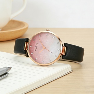 Reloj de cuarzo de aleación de moda deportiva para mujer, con esfera rosa degradada simple, puntero de cristal y diamantes, regalo de cumpleaños - Product Image 4