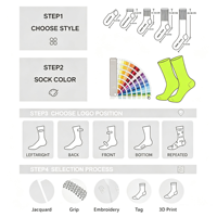 Chaussettes personnalisées de bonne qualité, douces, en coton pur, chaussettes de sport athlétiques, tricotées jacquard, logo personnalisé en 3D numérique
