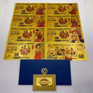 Billet de banque personnalisé 7 modèles japonais Anime Slum Dunk Manga 100000 yens argent plaqué or 24k - Product Image 1