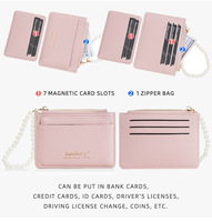 Baellerry dompet kecil wanita, desain baru modis dompet ramping lipat dua untuk wanita dompet koin ritsleting dengan gelang