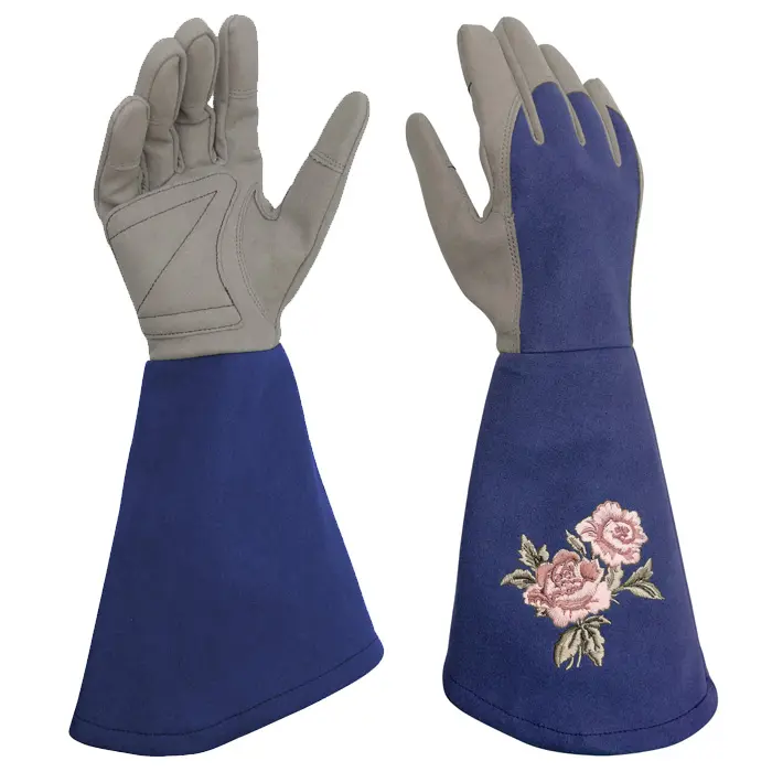 Bleu couleur Rose Broderie Gants D'élagage Jardinage Gants avec Manchette Longue Protection pour homme et Femme-7351 Fabricant