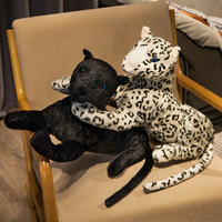Simulation transfrontalière léopard panthère noire en peluche poupée Zoo mascotte poupée enfants poupée en gros
