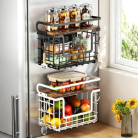 Étagère de rangement magnétique pour réfrigérateur sans perçage, panier de rangement mural pour cuisine, épices, chambre et vêtements