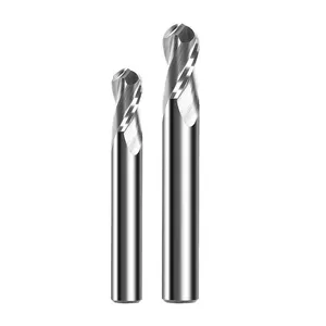 Manufacturer High Quality HRC60 2 Flute Solid Carbide Spiral Ball Nose Metal End Milling Cutter For Metal Carving