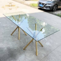 Meubles de mariage minimalistes populaires, table de mariage en acier inoxydable doré pour table de réception de mariage
