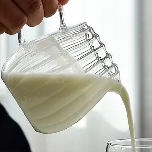 Lelyi-Jarra de leche pequeña a rayas para té, jarra de vidrio resistente al calor, Japón