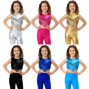 Disfraz de baile de moda para niñas de 6 a 16 años, estilo disco de los años 70, con decoración metálica, para actuaciones en escenario y fiestas temáticas. - Product Image 1