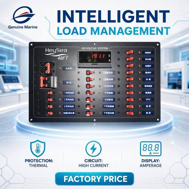 Professional Yacht RV Electrical Control Panel 12V 24V DC 110V 220V AC Marine Circuit Breaker Board with LED Digital Voltmeter