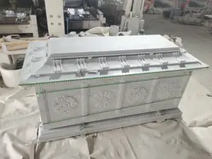 SHIHUI Usine Haute Qualité Sculpté À La Main Cercueil En Marbre Personnalisé Naturel Carrara Blanc pour Adulte Fournitures Funéraires