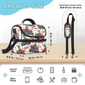 Sac à déjeuner isotherme portable personnalisé avec motif de dinosaure mignon, capacité de 20 L, en polyester imperméable, sacs isothermes pour l'école et les voyages - Product Image 3