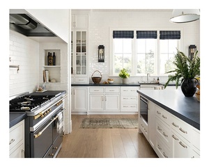 Moderno Gabinete Cocina American RTA Set Pared de madera maciza Textura de roble Diseño de almacenamiento minimalista Gabinete de cocina - Product Image 2