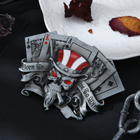 Hebilla de aleación vintage con diseño de calavera de motero y alas, estilo 'Bad to the Bone', para cinturón de estilo motorista, western y punk, compatible con correas de 38mm, apta para detección con detector de metales.