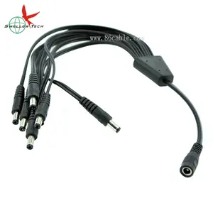 Hot! High quality 1 in 8 out 24v dc jack heating splitter dc power cable for cctv security camera system