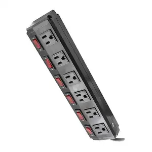 OSWELL US 6 outlet metal power strip surge with 15 amp overload individual switch