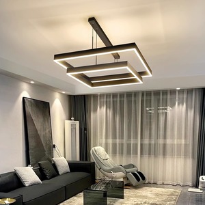 Lampada a Sospensione Moderna Contemporanea in Acrilico Nero Nuovo Design Lampadario Quadrato a LED per Sala da Pranzo e <span class=keywords><strong>Soggiorno</strong></span> - Product Image 1