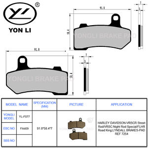 Nouvelle <span class=keywords><strong>plaquette</strong></span> <span class=keywords><strong>de</strong></span> <span class=keywords><strong>frein</strong></span> <span class=keywords><strong>de</strong></span> moto haute sécurité pour <span class=keywords><strong>HARLEY</strong></span> <span class=keywords><strong>DAVIDSON</strong></span> Street Rod - Product Image 6