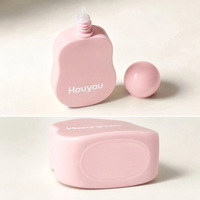 Flacon de crème solaire en plastique de 50 ml avec bouchon rond, design unique et luxueux, toucher doux, rechargeable, flacon de lotion en plastique rose
