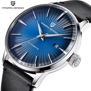 Montre mécanique automatique Pagani Design pour homme, cadran bleu, boîtier en acier inoxydable, bracelet en cuir, étanche 30M, PD-2770 - Product Image 1