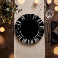 Assiette de Présentation Noire en Plastique, Motif Jupe de Ballet sur le Bord, Vente en Gros, pour Décoration de Mariage, Maison et Cuisine