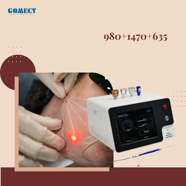 Medical Grade 980nm 1470nm 635nm Diode Laser for Varicose Vein Closure Cherry Angiomas Rosacea Treatment and Vascular Removal