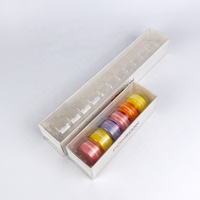 Boîte d'emballage en papier coulissante pour macarons, impression personnalisée, 6 ou 12 paquets, avec fenêtre de visualisation