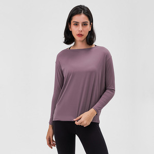 T-<span class=keywords><strong>shirt</strong></span> de <span class=keywords><strong>sport</strong></span> pour <span class=keywords><strong>femme</strong></span>, respirant, doux, couleur chair, logo personnalisé, pour la salle de <span class=keywords><strong>sport</strong></span>, le fitness, le yoga, t-<span class=keywords><strong>shirt</strong></span> ample brossé, manches longues - Product Image 6