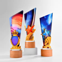 Награда JN Wooden Award: профессиональная заготовка для награды из хрустального стекла с УФ-печатью и деревянным основанием