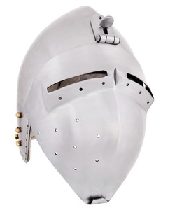 หมวกเหล็กเยอรมันแบบ Klappvisor Bascinet ทำมือจากเหล็ก พร้อมกระบังหน้าแบบเคลื่อนย้ายได้ บุหนัง สไตล์ยุคกลาง สำหรับตกแต่งเชิงประวัติศาสตร์ - Product Image 1