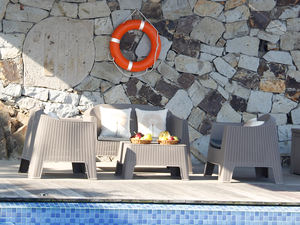 SUKK गर्म बिक्री आउटडोर फर्नीचर तालिका के साथ बालकनी रतन प्लास्टिक सोफा सेट - Product Image 6