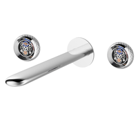 Robinet de lavabo mural moderne en chrome à 2 poignées, avec cartouche céramique et capteur tactile, pour salle de bain et cuisine