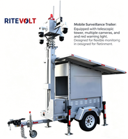 Tour d'éclairage mobile Ritevolt Solar CCTV avec mât télescopique électrique manuel de 6 m, caméra PTZ à 360 degrés, système de surveillance mobile IP67