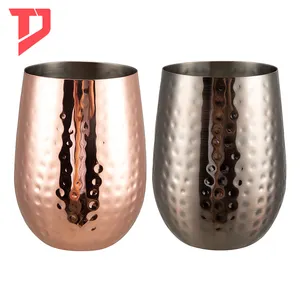 450ml Stainless Steel drinking glass Copper Coffee Mug Hammered Cocktail Martell Cup Without Base