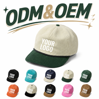 Casquette en velours côtelé épais multicolore, personnalisable avec logo de marque, OEM ODM, vente en gros, style rétro streetwear, casquette snapback