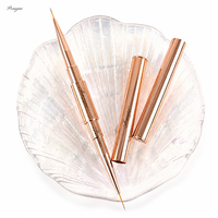 Nouvelle Arrivée 2026 Pinceau à ongles double tête avec manche en métal doré, poils synthétiques Kolinsky, liner ovale, vente en gros, logo personnalisé