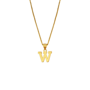 Collar con colgante de letra W Angelina, chapado en oro, cadena de serpiente de acero inoxidable, joyería minimalista de moda para mujer - Product Image 1