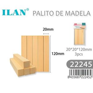 Bastoncini di Legno ILAN 20x20x120mm 3 Pezzi per Artigianato e Fai-da-Te - Product Image 1