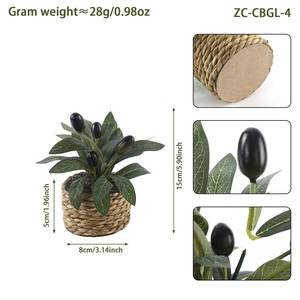 Plantes artificielles d'intérieur, <span class=keywords><strong>fausse</strong></span> olive en pot de <span class=keywords><strong>paille</strong></span>, centre de table pour étagère, décoration de maison et de bureau - Product Image 2