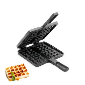 16.5cm Kitchen cake mould square shape pre-seasoned cast iron waffle maker commercial with handles