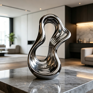 Scultura Astratta Moderna in Acciaio Inossidabile Lucidato di Lusso, Colore Personalizzato, Dimensioni su Misura, Statua Artistica per Giardino e Paesaggio - Product Image 5