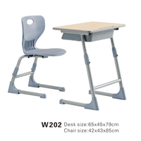 Ensemble table et chaise d'étudiant individuelle moderne en plastique réglable pour salle de classe, couleur personnalisée pour la maison, le bureau, l'atelier, l'école