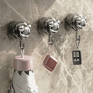 Suction Cup Hook Single Hook Strong Load Bearing 3-5kg Kitchen Bathroom Wall Adhesive Hook Creamy Gray ABS Material - Product Image 1