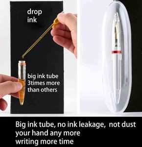 Pluma estilográfica <span class=keywords><strong>de</strong></span> tubo <span class=keywords><strong>de</strong></span> tinta grande, transparente, acrílica nueva, creativa, para maestro y oficina, con gotero - Product Image 2