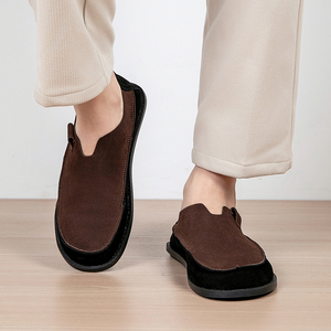 Mocassini Casual da Uomo Taglie Forti con Punta Larga, Colore Tinta Unita, per Autunno; Leggeri, Resistenti all'Usura, in Velluto di Fibra di Toro, con Suola Morbida, Slip-on in Camoscio - Product Image 3