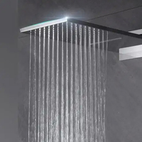 Ensemble de douche mural moderne monocommande en laiton cuivré poli or rose avec robinet doseur et jets de pluie et de massage doux
