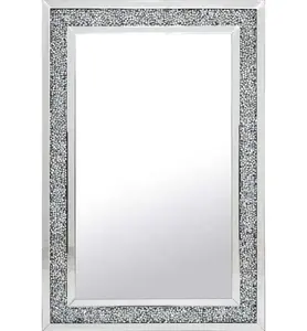 Хит продаж, оптовая продажа, высококачественное зеркало для гостиной с дроблеными бриллиантами, серебряное зеркало