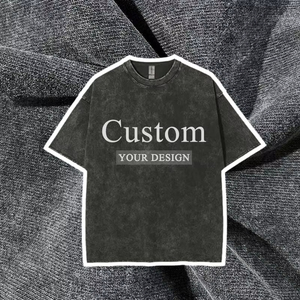 Camiseta Básica Informal Holgada de Estilo Urbano Vintage con Lavado Ácido y Logotipo Personalizado para Hombre - Product Image 1