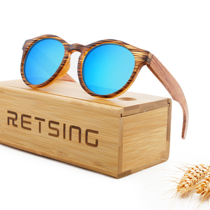 新着人気の偏光レンズ木製サングラスエコフレンドリーカスタム木製サングラスロゴラウンドフレーム竹サングラス男性 - Product Image 2