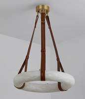 Lampes suspendues et lustres en albâtre luxueux télécommandés alimentés pour la décoration de la maison de conception de salon d'hôtel